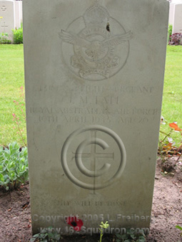 Grave 4.Z.13 Flight Sergeant J.M.Tait, Mig-Upper Gunner, Halifax NA240 Z5-V, Berlin 1939-1945 War Cemetery (462 Squadron)